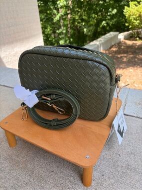 Green Woven Crossbody Bag